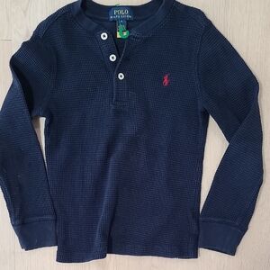 Polo by Ralph Lauren Kids Dark Blue Waffle Knit Long Sleeve